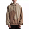 OEM Manufacturer Men's Custom LOGO Heavyweight Fleece Wave Panelled Relax Fit Oversize Brown Pullover Sweatshirt Jersey Hoodie