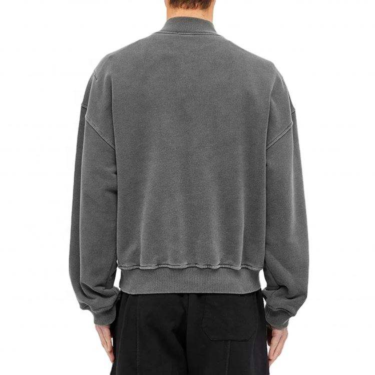 OEM Manufacturer Custom 100% Cotton French Terry Mens Vintage Wash Ribbed Trims Half Zip Oversized Sweatshirts
