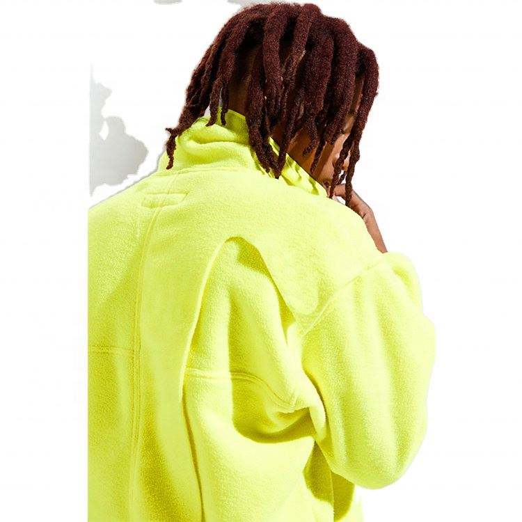 OEM Manufacturer Custom Stylish Hip Hop Yellow Mens Fleece Long Sleeve Crew Neck Sweatshirt With Chest Cargo Pocket