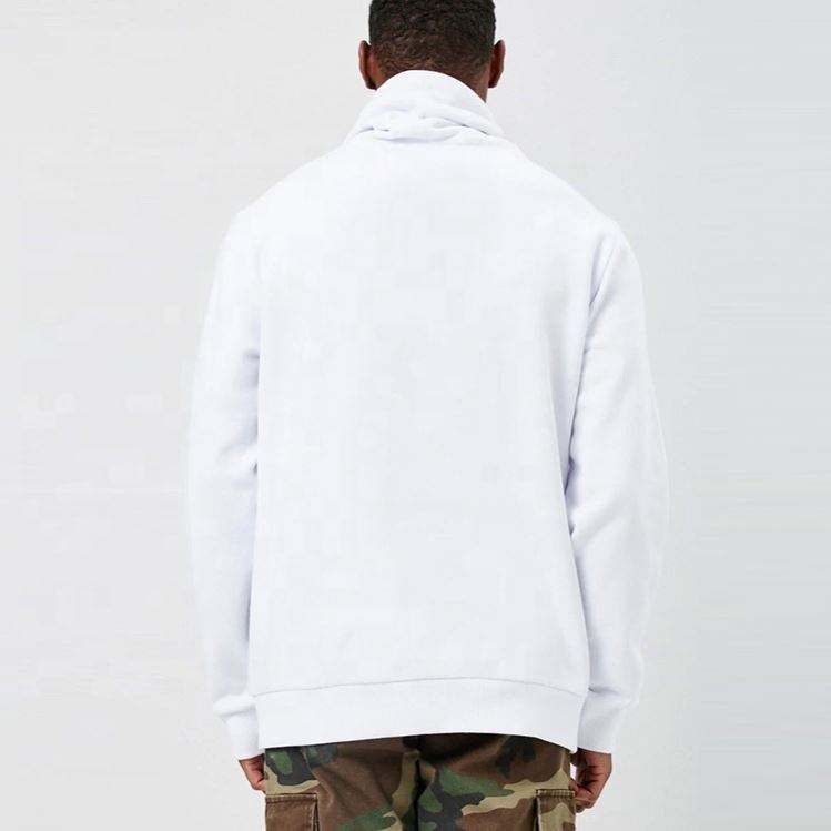 OEM Manufacturer Custom Hoodie Fleece Cowl Neck Pullover Kangaroo Pocket Plain White Sweatshirt Men's Hoodie