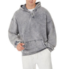 OEM Manufacturer Fashion Streetwear Grey Custom Men's Coats Vintage Custom Printed Oversize Distressed Washed Hoodie