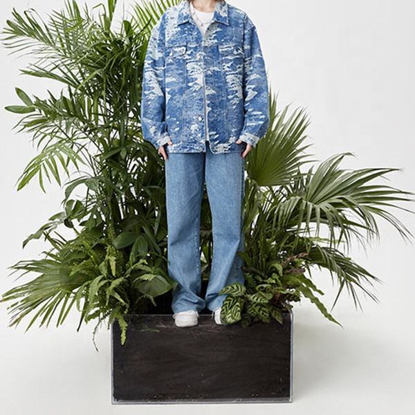 Oem Manufacturer Wholesale Denim Tie Dye Personality Plus Sizes Fashion Three Dimensional Pocket Jacket