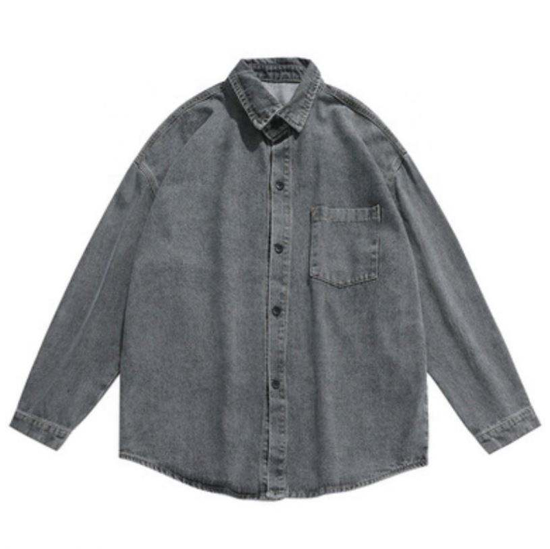 Oem Manufacturer Custom Men Clothing Denim Long Sleeve Shirt Men's Loose Simple Versatile Jacket
