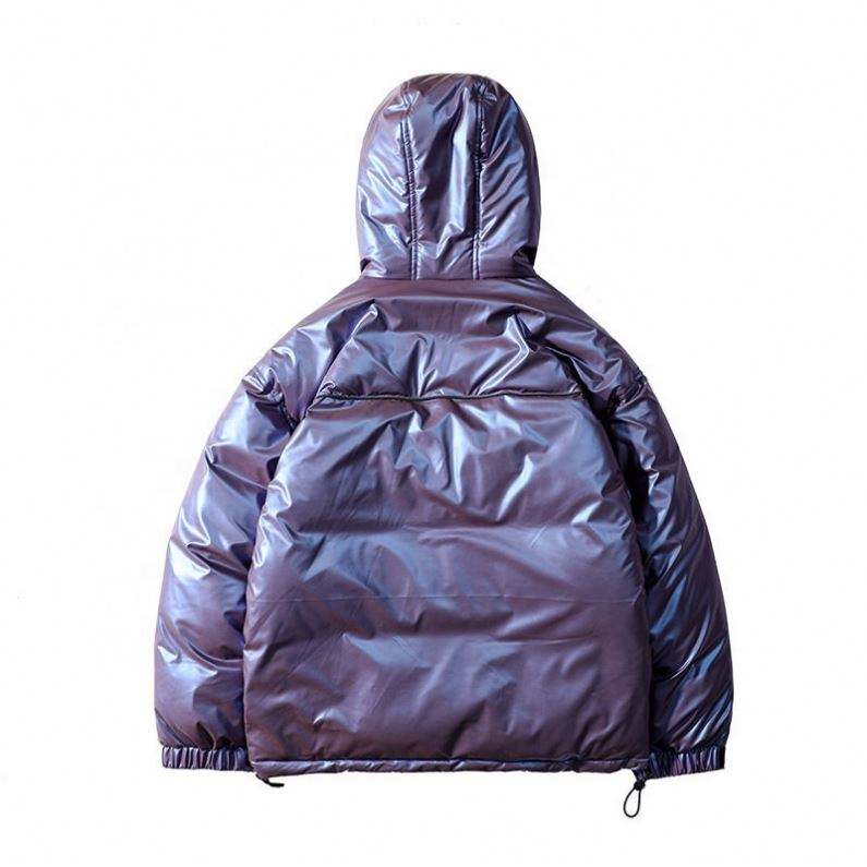 OEM Manufacturer Custom Men's Hooded Down Three-Dimensional Pocket Bright Casual Cotton Coat Jacket
