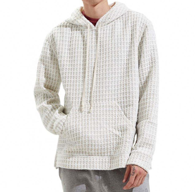 OEM v&yacute;robce Custom Men New Waffle Fabric Mikina Unisex Voln&yacute; střih Drop Ramena Waffle Mikina s kapuc&iacute;