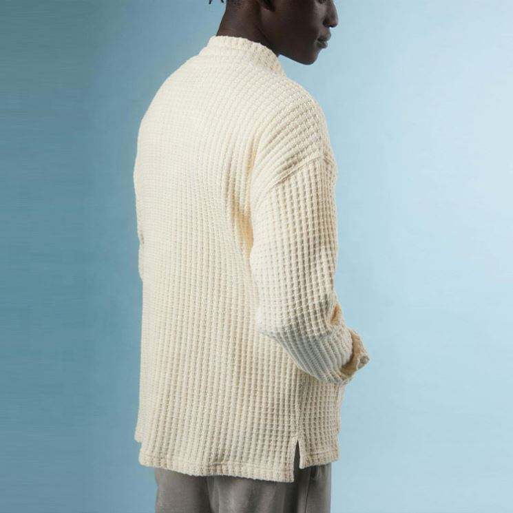 ຜູ້ຜະລິດ OEM Custom New Style Men Waffle Knit Anorak Sweatshirt Pullover With Front Kangaroo Pockets