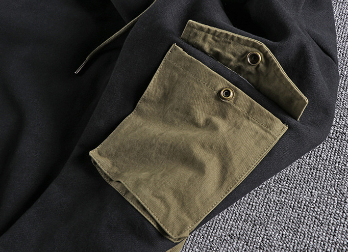 OEM Manufacturer Customized Color Block Pocket Casual Custom Sweatshirt Oversized Hoodie Men Hoodies