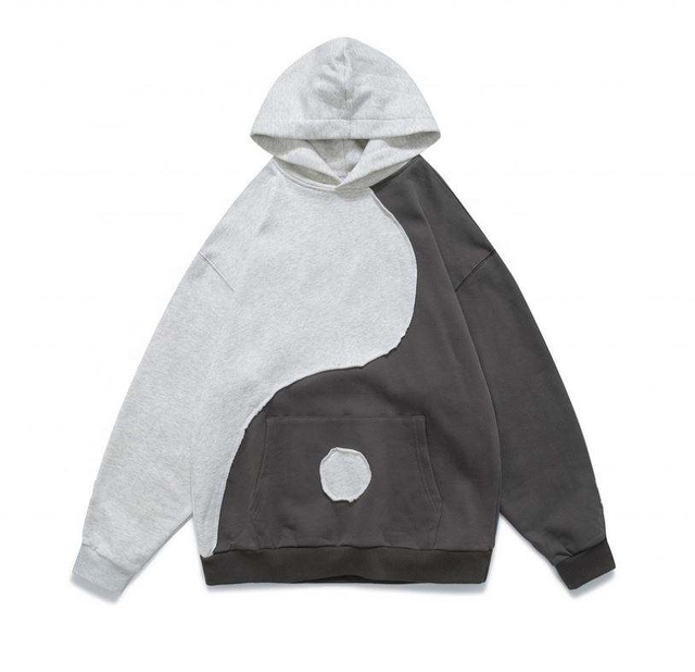 OEM Manufacturer Customized Color Block Applique Patchwork Casual Custom Sweatshirt Plus Size Hoodies Men Hoodies