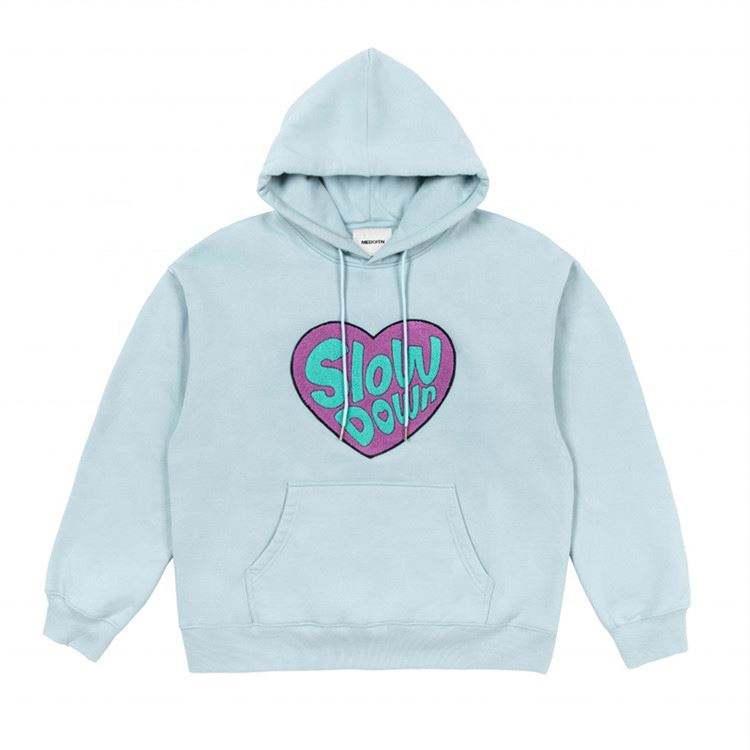 OEM Manufacturer Mens High Quality Chenille Embroidered Patches Hoodies Custom Loose Fit Fashion Hoodies For Men