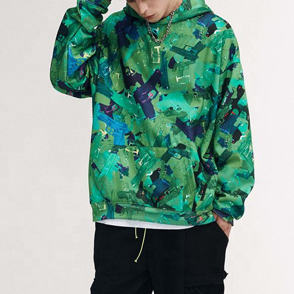 OEM Manufacturer Custom Mens 100% Cotton All Over Print Hoodies Colorful Printed Hoodie Pullover