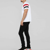 Aangepaste afdrukken gestreepte mouw T-shirts mannen korte mouw ronde nek wit t-shirt in bulk