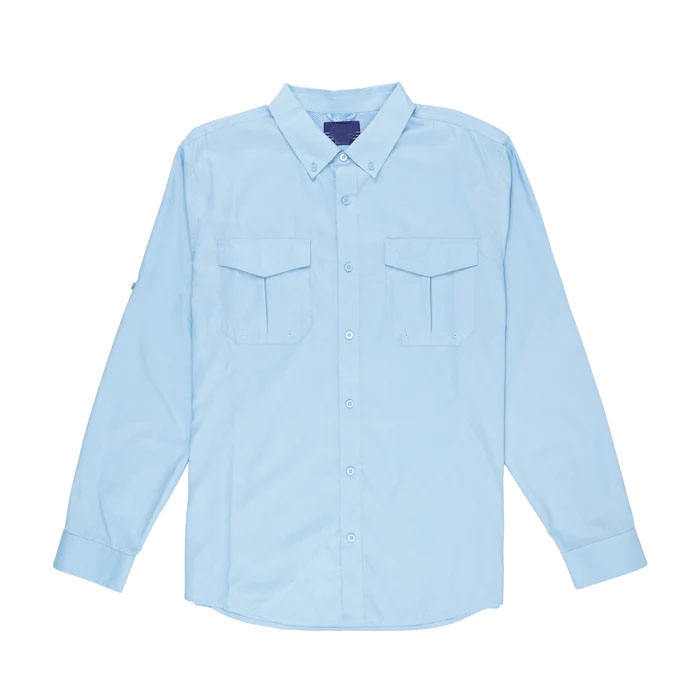 OEM-produsent Polyester Elastan SPF UPF50 Sol UV-beskyttelse Hurtigtørkende menn Custom Logo Langermet fiskeskjorte