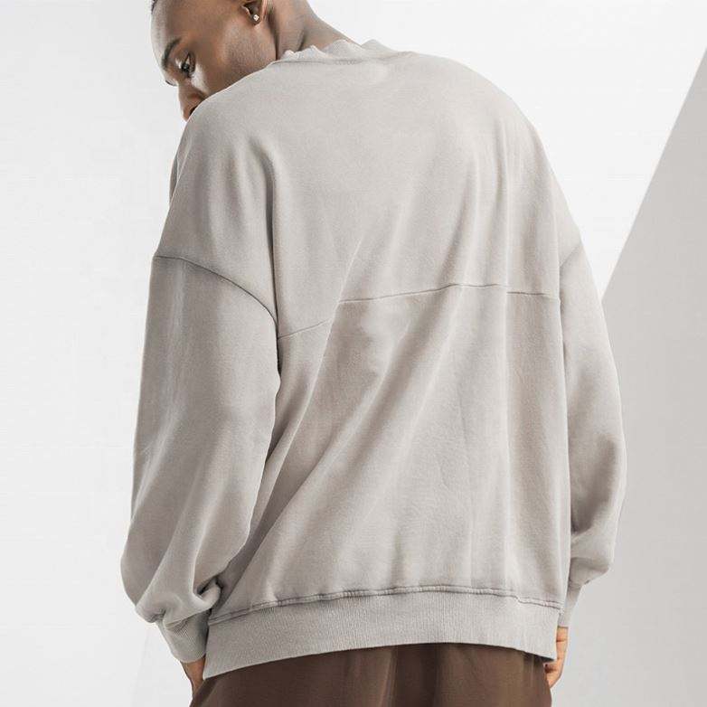 Fabricant OEM personnalisé blanc Streatwear pull 100% coton French Terry hommes sweat surdimensionné uni