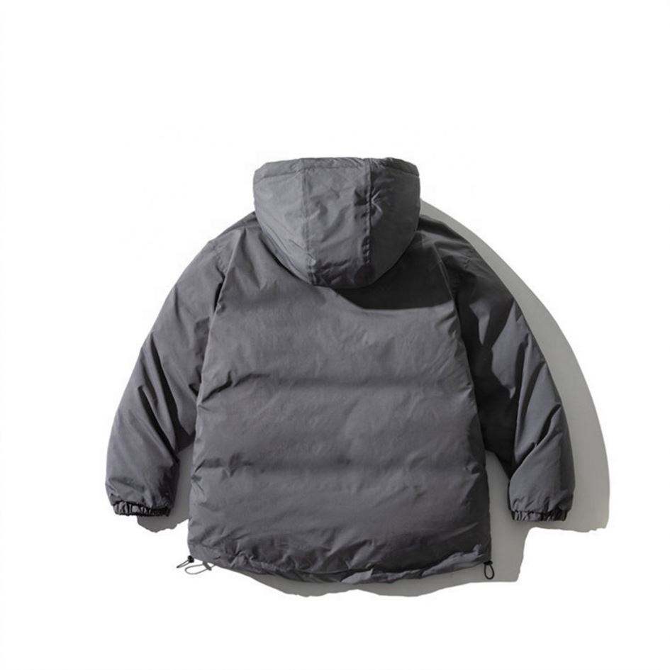 Oem Manufacturer Men's Hooded Cotton-Padded Coat Clash Color Stitching Pocket Loose Cargo Jacket