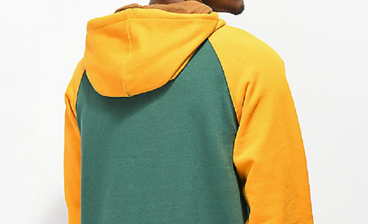 OEM Manufacturer Men Customized High Quality 100 Cotton Yellow Green Color Block Blank Hoodies Sweatshirt