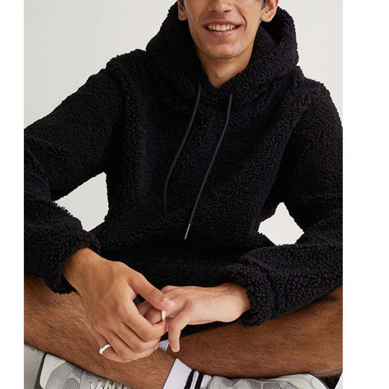 OEM Manufacturer Men Winter Warmth High Quality Long Sleeve Polyester Drawstring Pullover Wool Fleece Hoodies