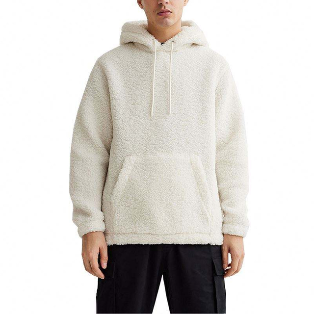 OEM Manufacturer Men Winter Warmth High Quality Long Sleeve Polyester Drawstring Pullover Wool Fleece Hoodies