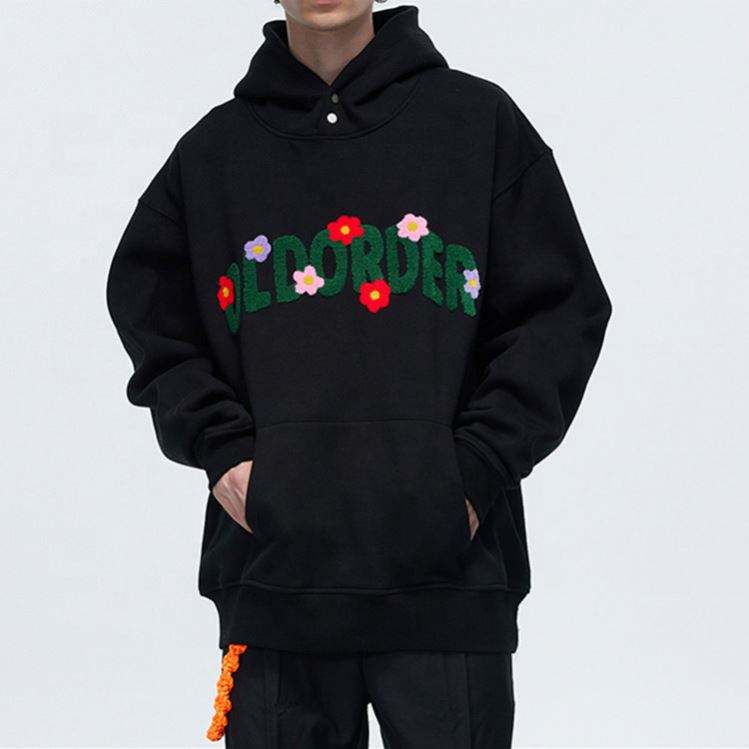 OEM Manufacturer Custom Thick Warm Winter Chenille Patches Fashion Hoodies Men's Coats