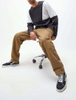 OEM Manufacturer Custom Men Color Block Crew Neck Double Stitching Sweatshirt Contrast Color Oversized Sweatshirt