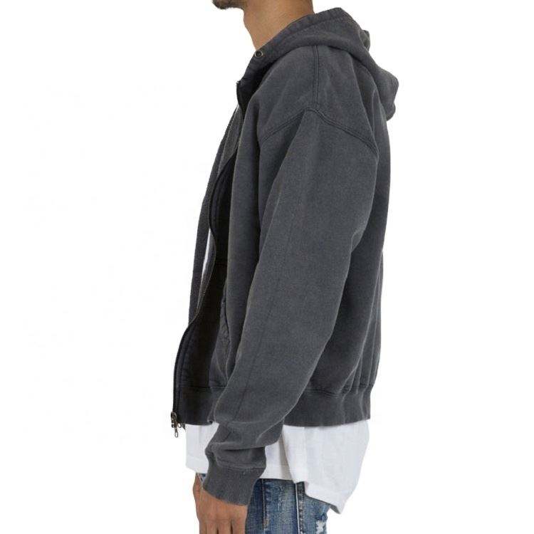 OEM Manufacturer Custom Logo Mens 100%Cotton Organic Fleece Sweatshirt High Quality Oversized Vintage Washed Zip Up Men Hoodie