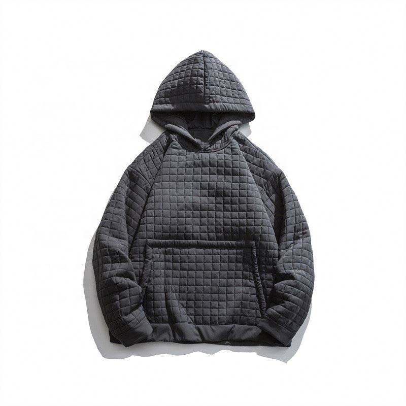 Oem Manufacturer Custom Plaid Casual Hooded Pullover Cotton-Padded Plus Sizes Coat Jacket