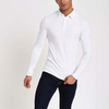 Factory Custom Golf Polo Shirt Solid White Long Sleeve Slim Fit Mens Polo Shirts
