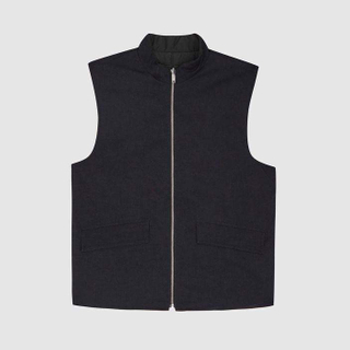 Fermeture &eacute;clair 100% de col de montant de gilet de polyester vers le haut du gilet matelass&eacute; r&eacute;versible des hommes
