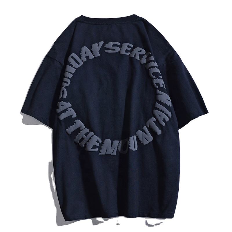 Custom Men 100% bomull Oversized Puff Print T-skjorte