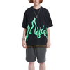 Brugerdefineret udskrivningsflamme logo overdimensioneret hip hop t -shirt til mænd