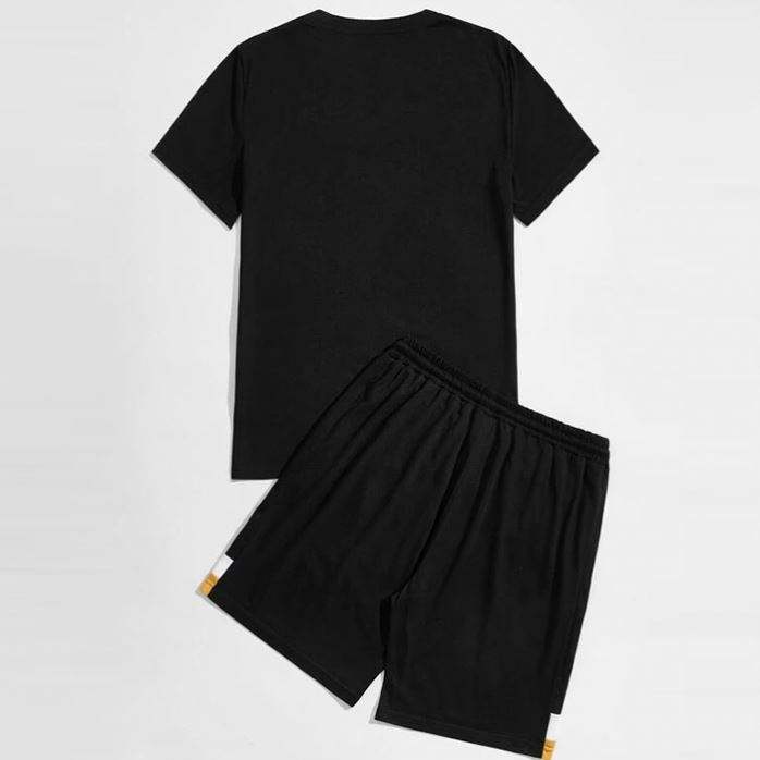 Conjunto de shorts de verão masculino manga curta listrada camiseta e shorts conjuntos de duas peças