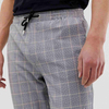 Men Fashion Woven Grey Plaid Check Cropped Trousers Pants