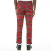 Fashion Spring Mens Slim Fit Red Plaid Pants With Slanted Zip Pockets