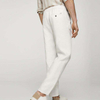 Regular Fit Linen Pants Elastic Waist Gray Trousers With Belt Loops For Men