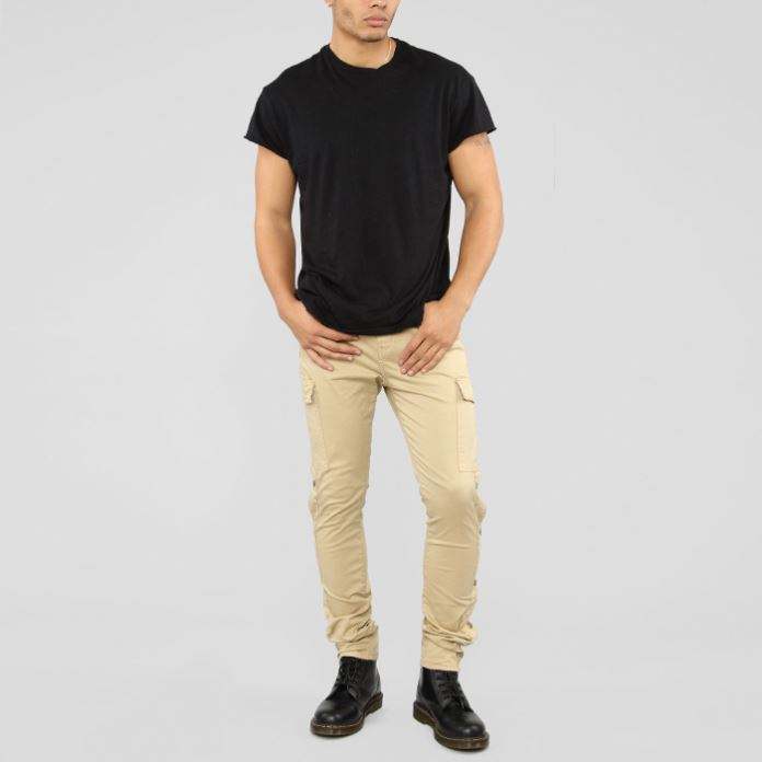 Wholesale Custom Zip Fly Solid Color Snap Button Side Cargo Pants