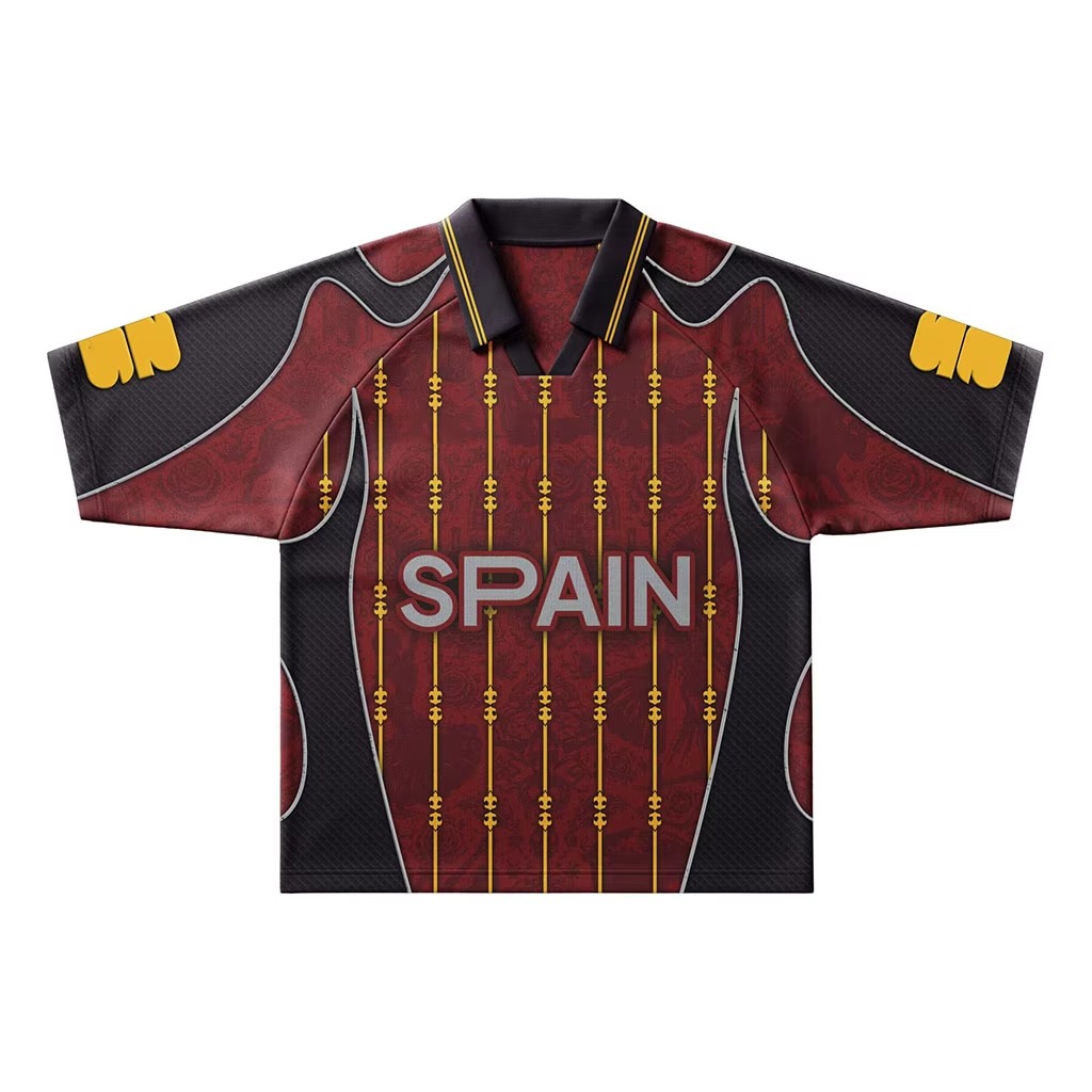 Polyester Mesh Fabric Splicing Technique Retro Soccer Jersey Custom Logo Sublimation Soccer Jersey T Shirts Camisas