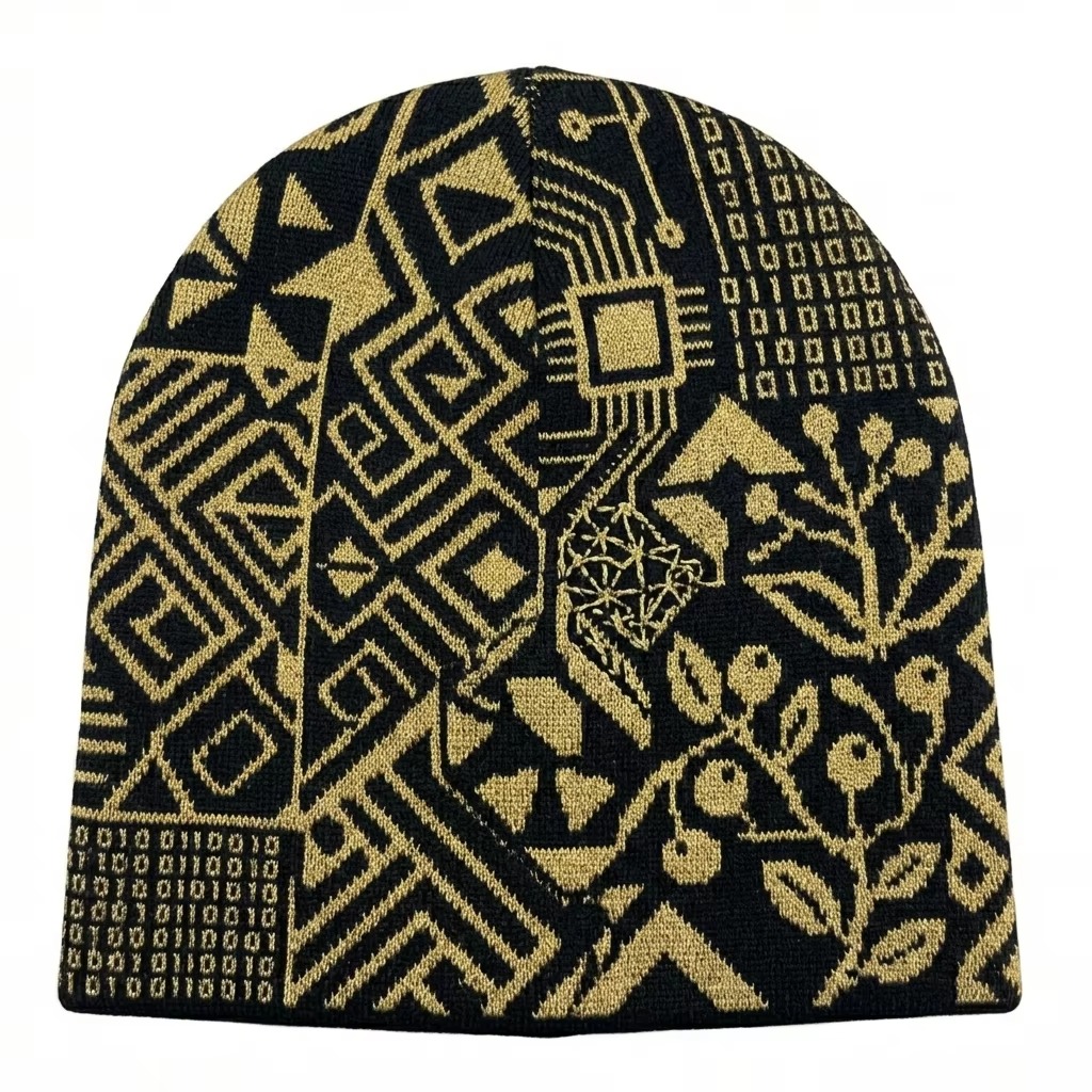 Custom Wholesale Logo Embroidery High Quality Toques Jacquard Acrylic Suitable Men And Women Beanie