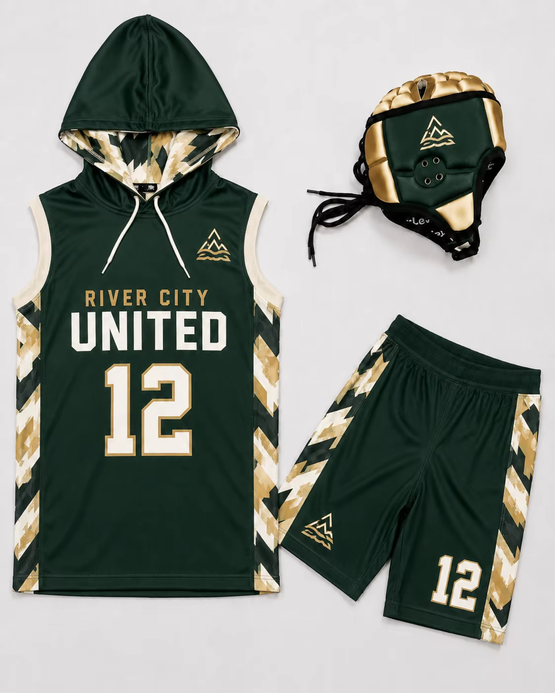 Custom Full Sublimation Print Compression American 7v7 Jersey Set Sleeveless Hoodie 7v7 Football Uniforms Manufacturer