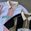 Custom Striped Polo Shirts Sublimation Red White Print Unisex Embroidery Quarter Button Short Sleeve Boxy Cropped Polo T-shirts