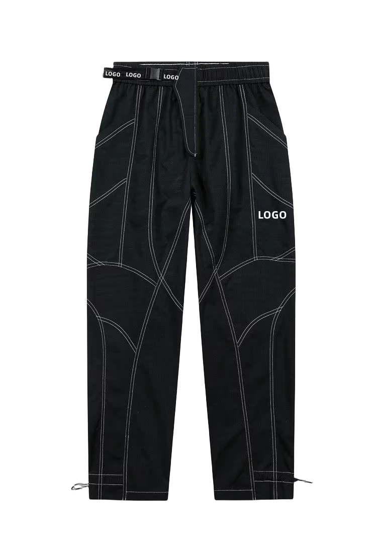 Casual Streetwear Sweat Wicking Woven Utility Pants Unisex Side Belt Closure Adjustable Cuff Ankle Duck Fabric Cargo Pants