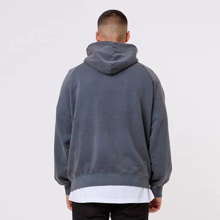 Men Customized Gray Blank 100%cotton Heavyweight Pullover Hoodie Quarter Zip up Pullover Oversized Hoodie