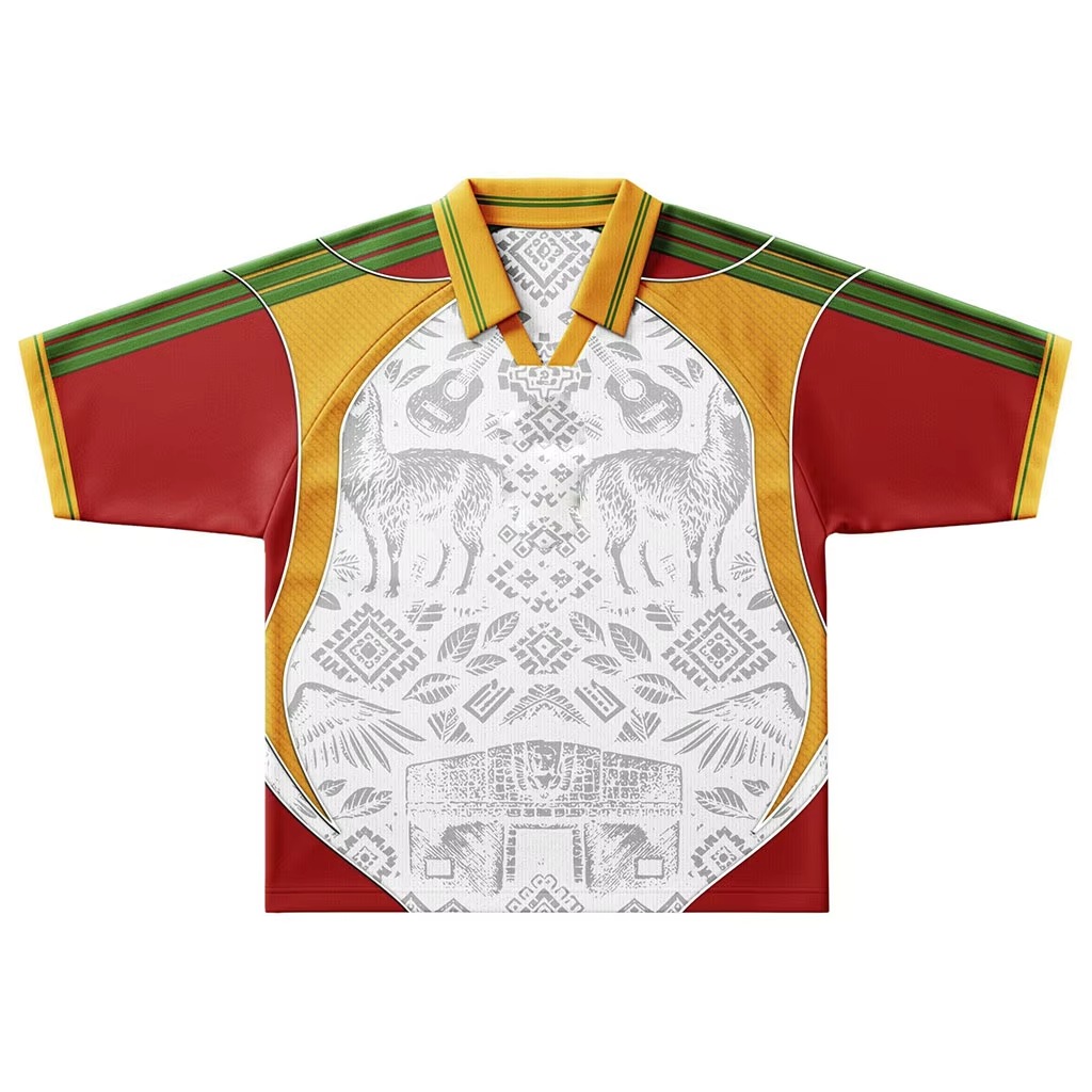 Design personalizzato con tubazioni color block T-shirt da calcio retr&ograve; streetwear Logo personalizzato Camicie da calcio oversize Camisas De Futbol