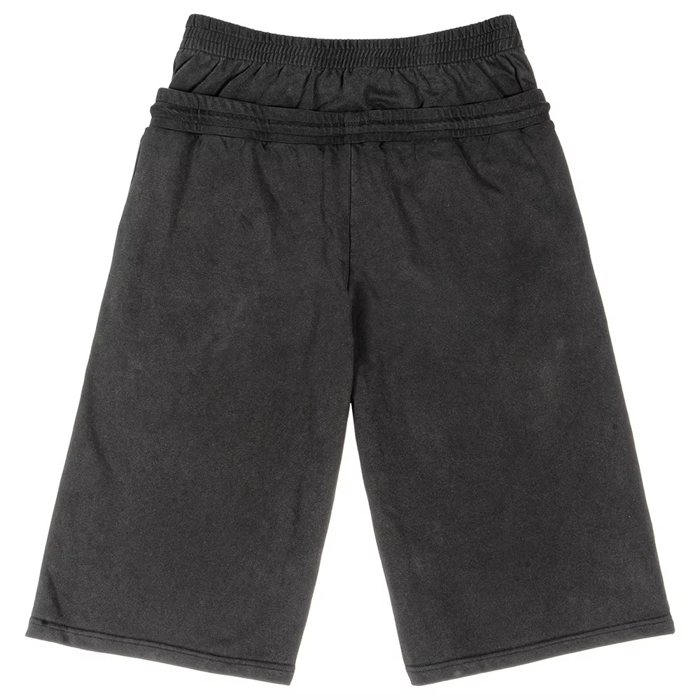 Vintage Washed Loose Fit Bermuda Shorts Fashion Double Waist Flame Cracked Print Drawstring Shorts Summer Casual Cotton Shorts