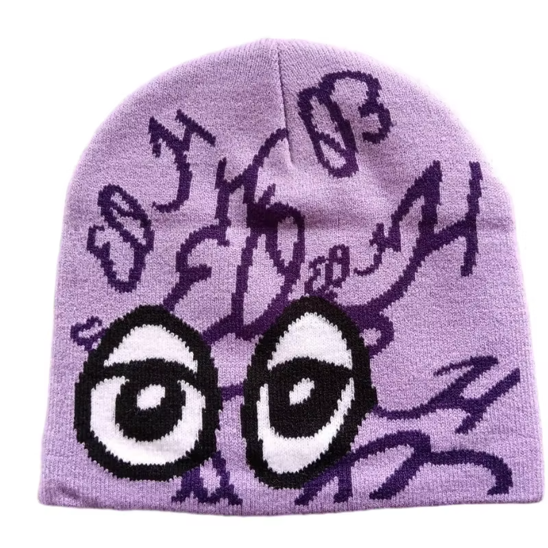 Custom Wholesale Logo High Quality Beenies Vendor Skull Print Jacquard Winter Manufacturers Beanies Hat
