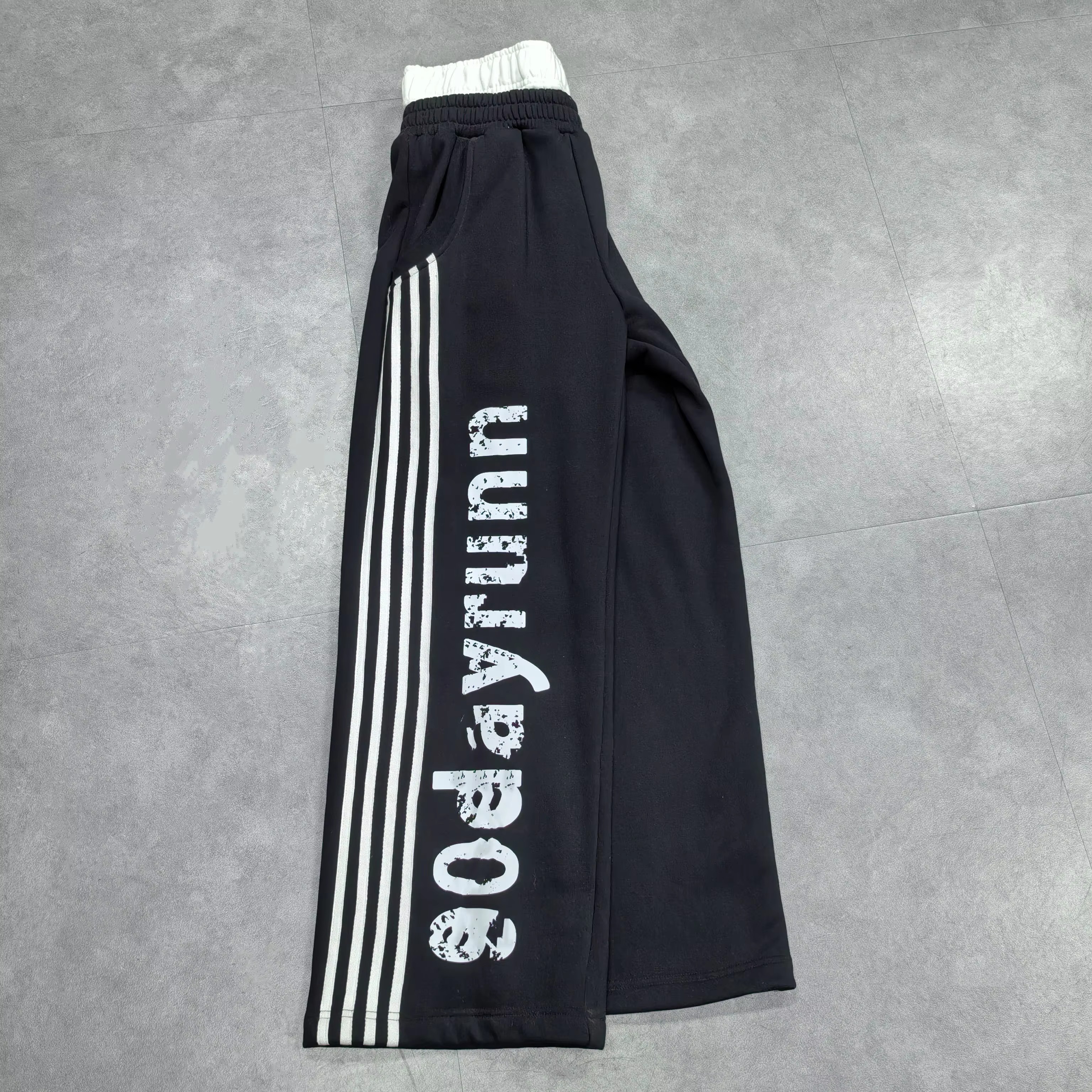 Men Baggy Heavyweight Flare Wide Leg Double Waist Sweatpants DTG Printing Embroidery Pants