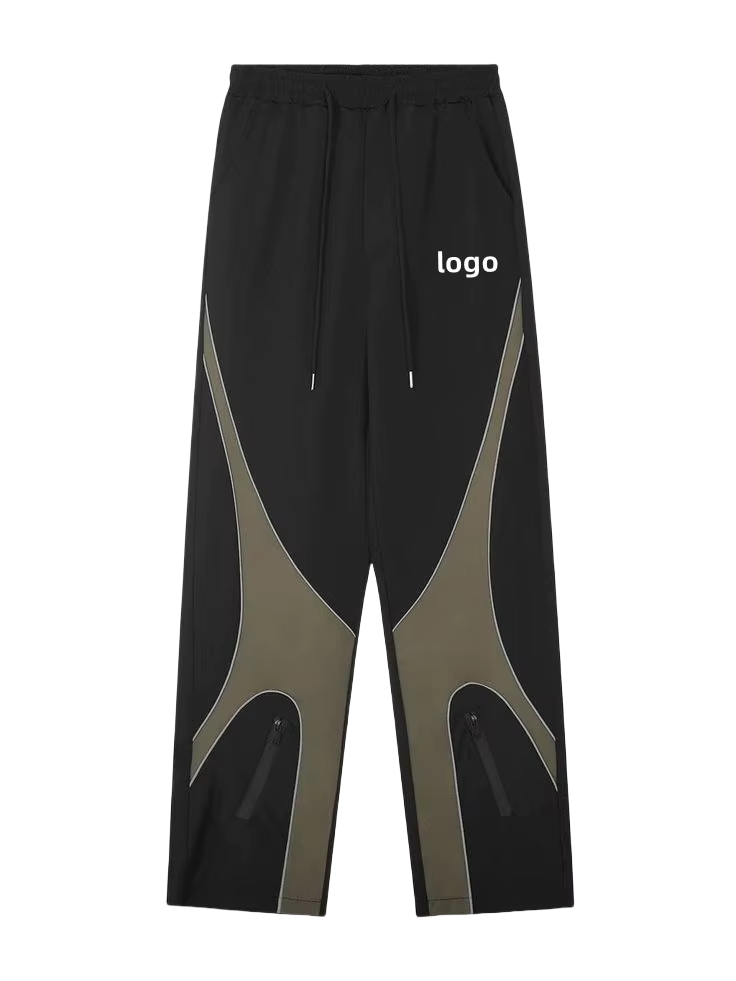 Custom Loose Fit Waterproof Nylon Fabric Utility Joggers Casual Streetwear Trousers Reflective Piping Cargo Pants