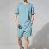 Streetwear Washed Distressed Embroidery Unisex Mens Summer 2 Piece Men T-shirt And Shorts Set