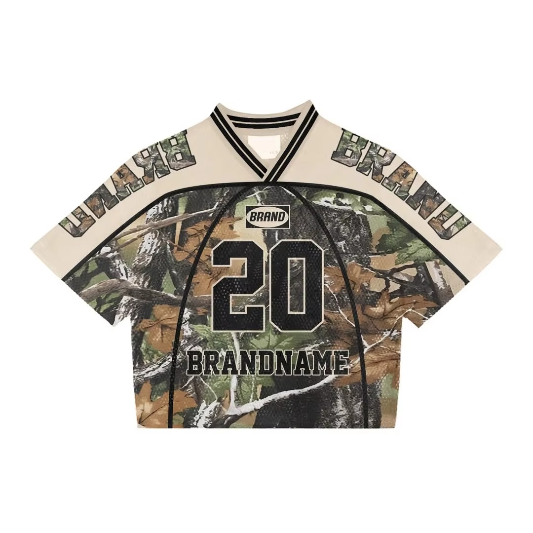 Men's Fashion Mesh Boxy Jersey Custom Oversized Cropped American Football Streetwear T-shirt