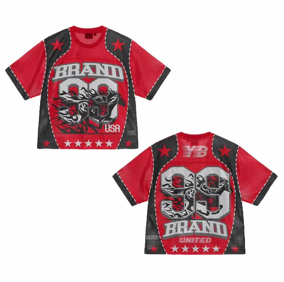 Custom Sublimation Men Cropped Boxy Retro Mesh Oversized American Football Jersey Supplier