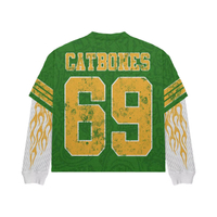 Custom Fashion Printed Graphic Oversize Cotton Premium Hip Hop Flame Sleeves Double Layer Long Sleeve T-shirt