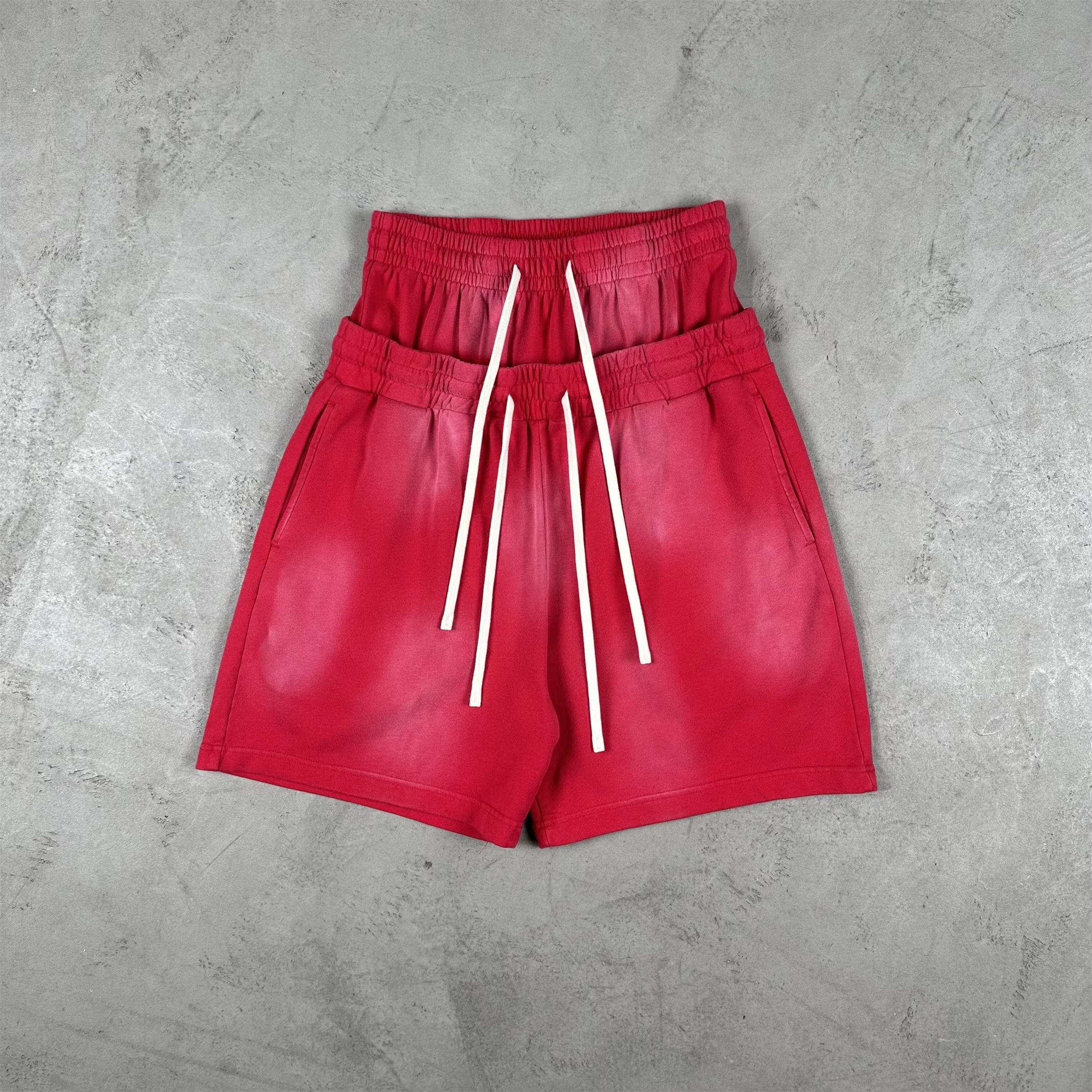 Wholesale Vintage West Coast Double Waistband Distressed Shorts Men's Heavyweight Loose Fit Casual Summer Shorts